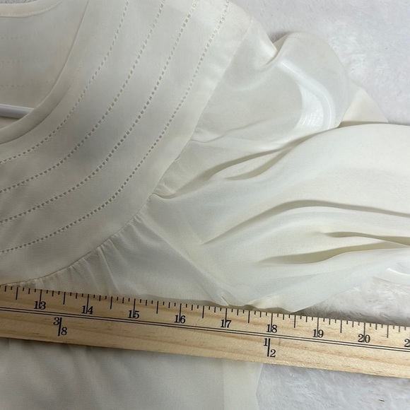 LOFT Cream Blouse with Bib Collar and Ruffled 3/4 Sleeves - Picture 7 of 10
